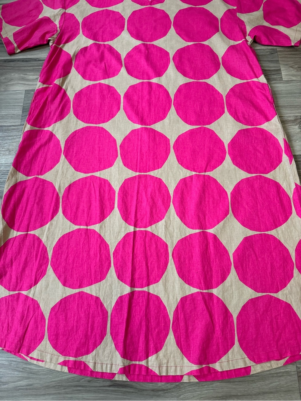 Uniqlo x Marimekko Linen Bled Kaftan Dress Polka Dot Size Medium Artsy Lagenlook - Picture 4 of 8